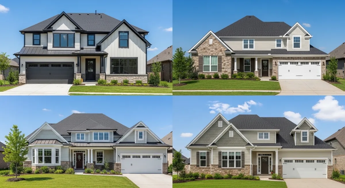 Collage of diverse American homes from different regions showing varied roofing styles and needs